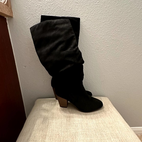 Merona By Target Women's Black Slouchy Block Heel Knee High Boots Size 9.5 - Picture 4 of 9